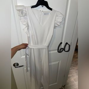 NYCO - white ruffle jumpsuit XS